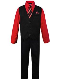 Boys Pinstripe Dress Suit, with Vest, Shirt, Tie and Pants Set