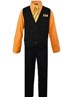 Boys Pinstripe Dress Suit, with Vest, Shirt, Tie and Pants Set