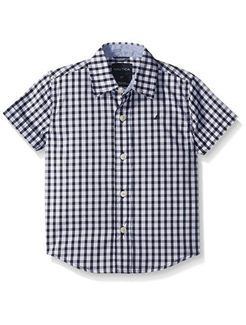 Nautica Boys' Short Sleeve Gingham Woven Shirt