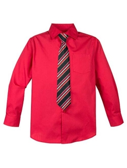 Big Boys' Cotton Blend Dress Shirt and Tie Set