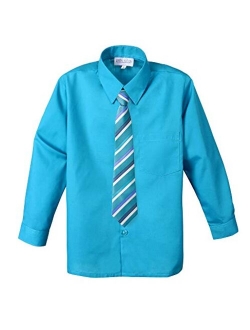 Big Boys' Cotton Blend Dress Shirt and Tie Set