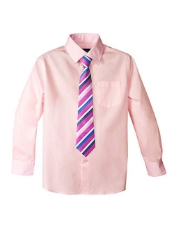 Big Boys' Cotton Blend Dress Shirt and Tie Set