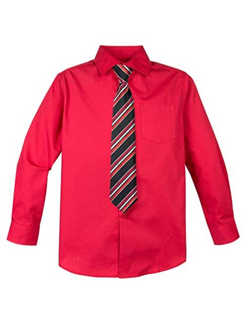 Spring Notion Big Boys' Cotton Blend Dress Shirt and Tie Set