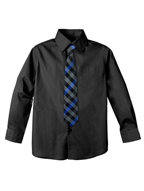 Spring Notion Big Boys' Cotton Blend Dress Shirt and Tie Set