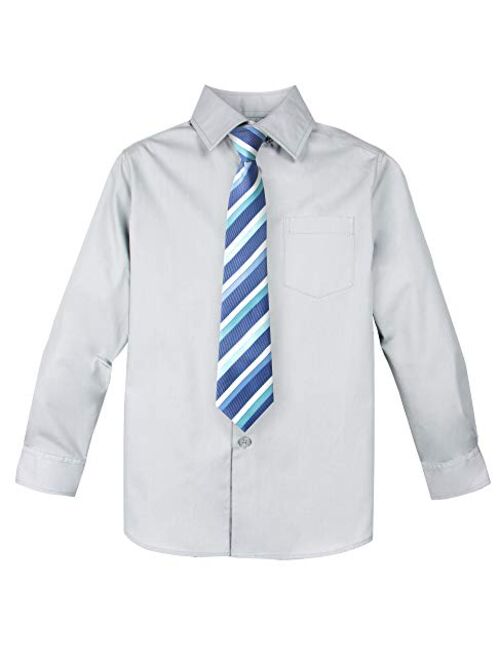 Spring Notion Big Boys' Cotton Blend Dress Shirt and Tie Set