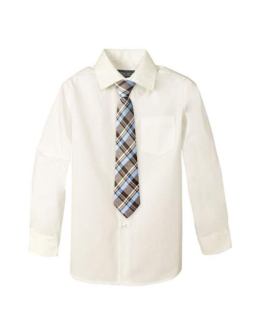 Spring Notion Big Boys' Cotton Blend Dress Shirt and Tie Set