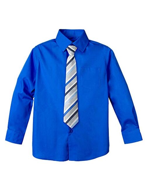 Spring Notion Big Boys' Cotton Blend Dress Shirt and Tie Set