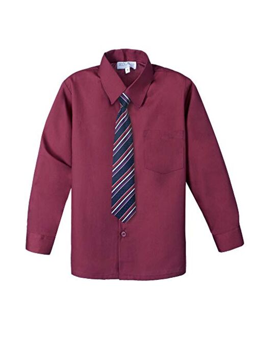 Spring Notion Big Boys' Cotton Blend Dress Shirt and Tie Set