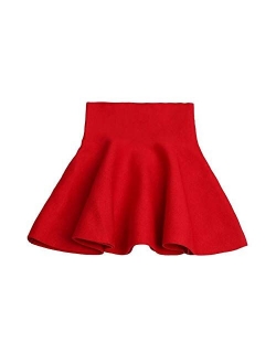 Mesinsefra Little Big Girls' High Waist Knitted Flared Pleated Skirt Casual