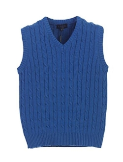 Boy's 100% Cotton Soft V-Neck Cable Knit Sweater Vest