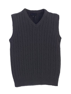 Boy's 100% Cotton Soft V-Neck Cable Knit Sweater Vest