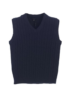 Boy's 100% Cotton Soft V-Neck Cable Knit Sweater Vest