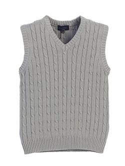 Boy's 100% Cotton Soft V-Neck Cable Knit Sweater Vest