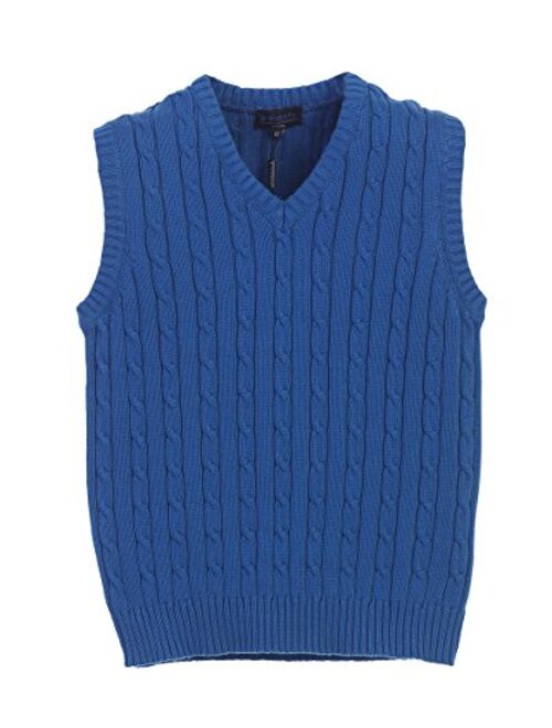 Gioberti Boy's 100% Cotton Soft V-Neck Cable Knit Sweater Vest