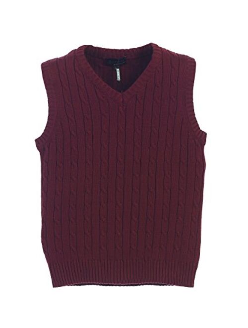 Gioberti Boy's 100% Cotton Soft V-Neck Cable Knit Sweater Vest