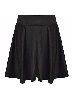 New Girls Skater Skirts School Fashion Summer Plain Skirt 5 6 7 8 9 10 11 12 13Y