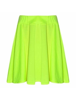 New Girls Skater Skirts School Fashion Summer Plain Skirt 5 6 7 8 9 10 11 12 13Y