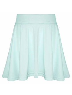 New Girls Skater Skirts School Fashion Summer Plain Skirt 5 6 7 8 9 10 11 12 13Y