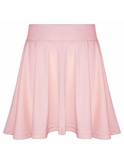 New Girls Skater Skirts School Fashion Summer Plain Skirt 5 6 7 8 9 10 11 12 13Y