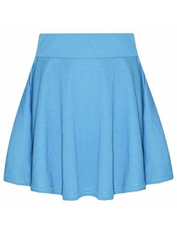 New Girls Skater Skirts School Fashion Summer Plain Skirt 5 6 7 8 9 10 11 12 13Y