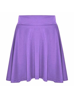 New Girls Skater Skirts School Fashion Summer Plain Skirt 5 6 7 8 9 10 11 12 13Y