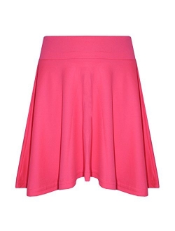 New Girls Skater Skirts School Fashion Summer Plain Skirt 5 6 7 8 9 10 11 12 13Y