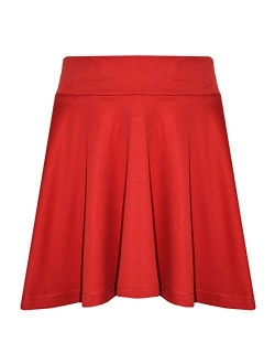 New Girls Skater Skirts School Fashion Summer Plain Skirt 5 6 7 8 9 10 11 12 13Y