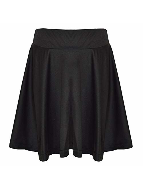 New Girls Skater Skirts School Fashion Summer Plain Skirt 5 6 7 8 9 10 11 12 13Y