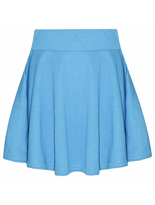 New Girls Skater Skirts School Fashion Summer Plain Skirt 5 6 7 8 9 10 11 12 13Y