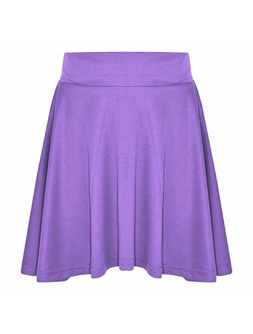 New Girls Skater Skirts School Fashion Summer Plain Skirt 5 6 7 8 9 10 11 12 13Y