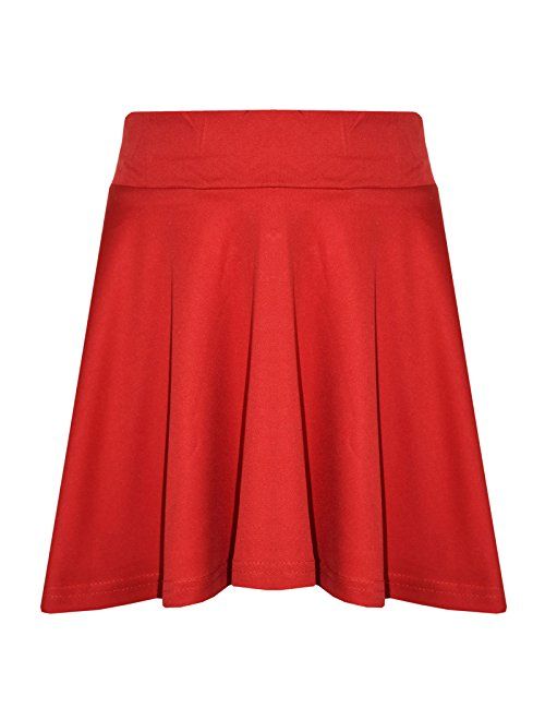 New Girls Skater Skirts School Fashion Summer Plain Skirt 5 6 7 8 9 10 11 12 13Y