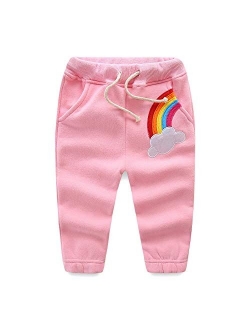 Mud Kingdom Girls Rainbow Jogger Pants Fleece