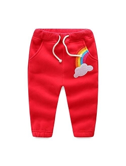 Mud Kingdom Girls Rainbow Jogger Pants Fleece