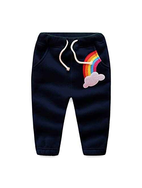 Mud Kingdom Girls Rainbow Jogger Pants Fleece