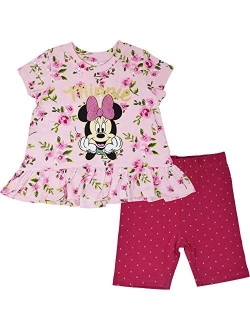 Minnie Mouse Girls' Fashion Peplum Top & Bike Shorts Set