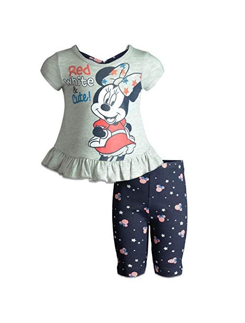 Disney Minnie Mouse Girls' Fashion Peplum Top & Bike Shorts Set