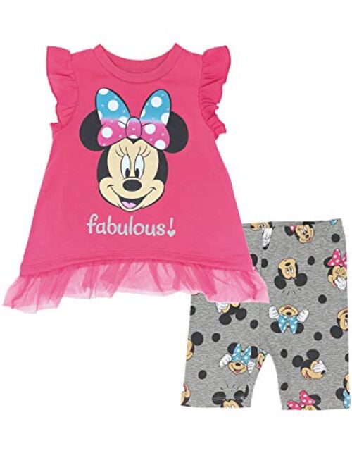 Disney Minnie Mouse Girls' Fashion Peplum Top & Bike Shorts Set