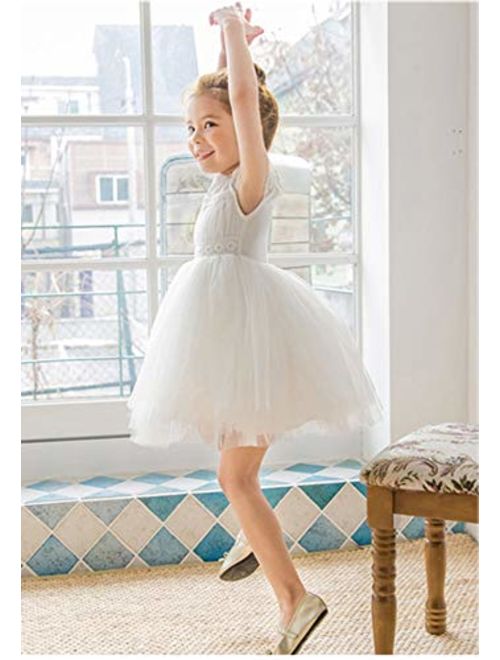 Bow Dream Little Girl Lace Flower Girl Dresses Wedding Party Easter First Communion 2T to 12 Years Old