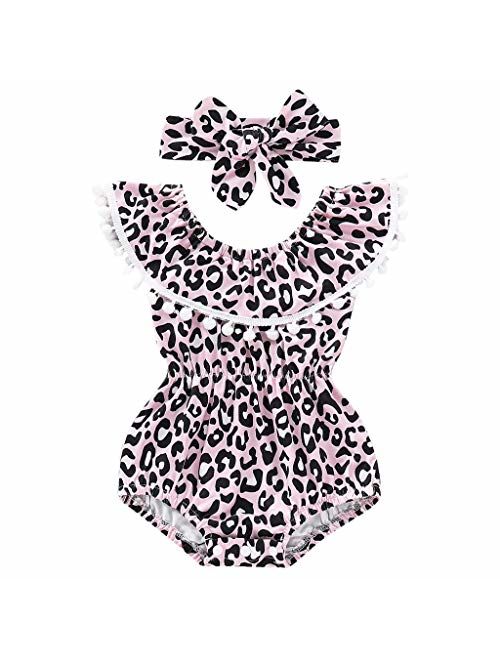 KONFA Baby Clothes Girls' One Piece Swimsuit Toddler Infant Girls Leopard Ruffle Tassel Swimwear Beach Bathing Suit