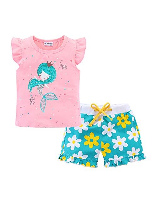 LittleSpring Little Girls Outfit Summer Holiday Cartoon