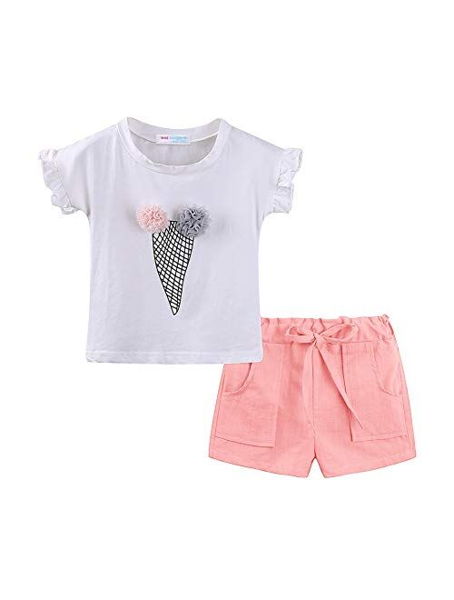 LittleSpring Little Girls Outfit Summer Holiday Cartoon