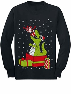 T-Rex Dinosaur Ugly Sweater Style Kids Long Sleeve T-Shirt