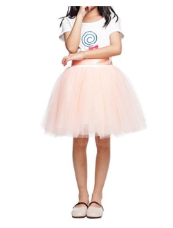 Little Girl Tutu Skirt A Line 7 Layers Tulle Skirt Party Princess Dance Tutu Dress (3T -10T)