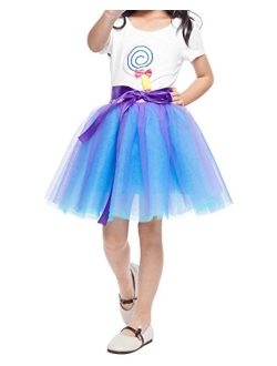 Little Girl Tutu Skirt A Line 7 Layers Tulle Skirt Party Princess Dance Tutu Dress (3T -10T)