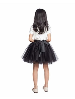 Little Girl Tutu Skirt A Line 7 Layers Tulle Skirt Party Princess Dance Tutu Dress (3T -10T)