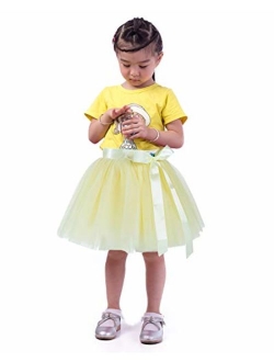 Little Girl Tutu Skirt A Line 7 Layers Tulle Skirt Party Princess Dance Tutu Dress (3T -10T)