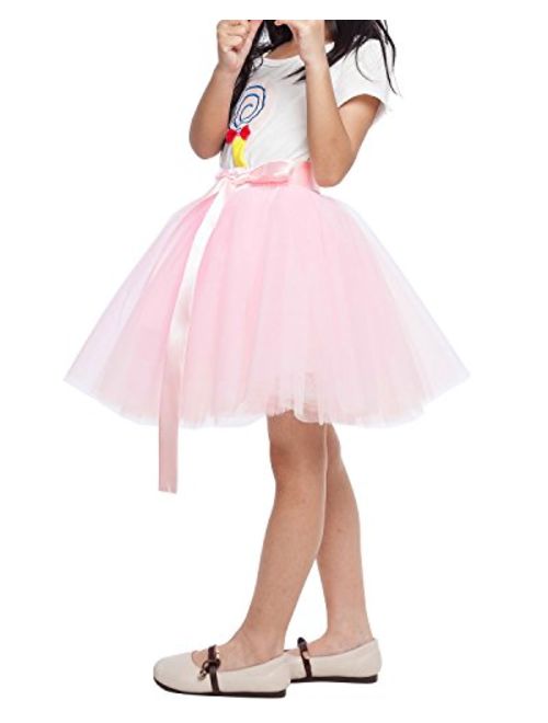 Little Girl Tutu Skirt A Line 7 Layers Tulle Skirt Party Princess Dance Tutu Dress (3T -10T)