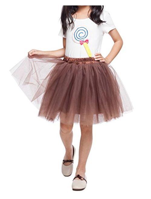 Little Girl Tutu Skirt A Line 7 Layers Tulle Skirt Party Princess Dance Tutu Dress (3T -10T)