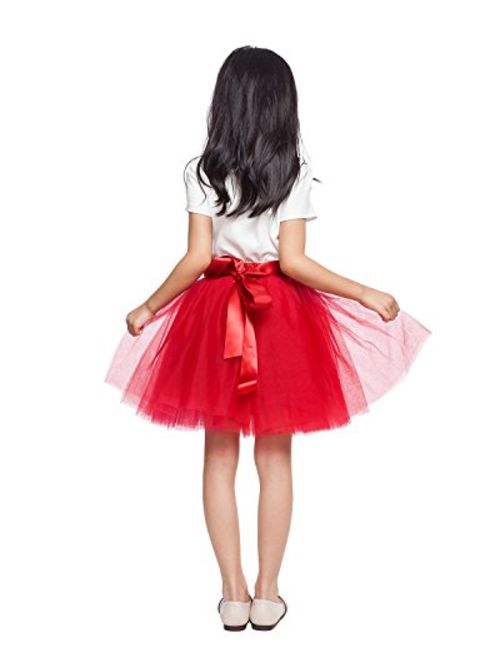 Little Girl Tutu Skirt A Line 7 Layers Tulle Skirt Party Princess Dance Tutu Dress (3T -10T)