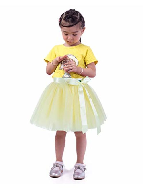 Little Girl Tutu Skirt A Line 7 Layers Tulle Skirt Party Princess Dance Tutu Dress (3T -10T)